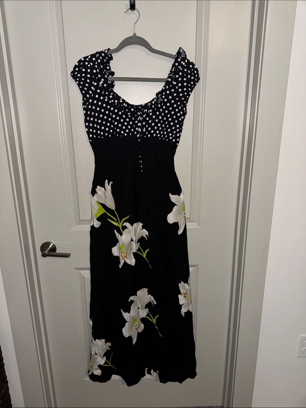 ASOS Black Floral Polka Dot Maxi Dress